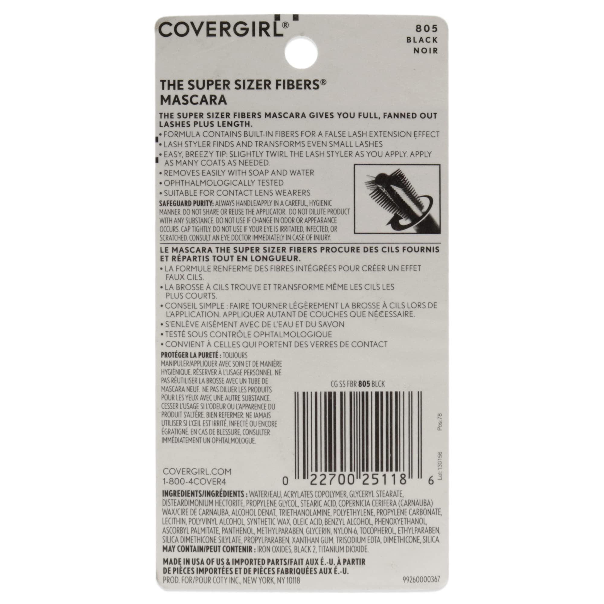 CoverGirl The Super Sizer Fibers Mascara, Black, 0.028 Pound